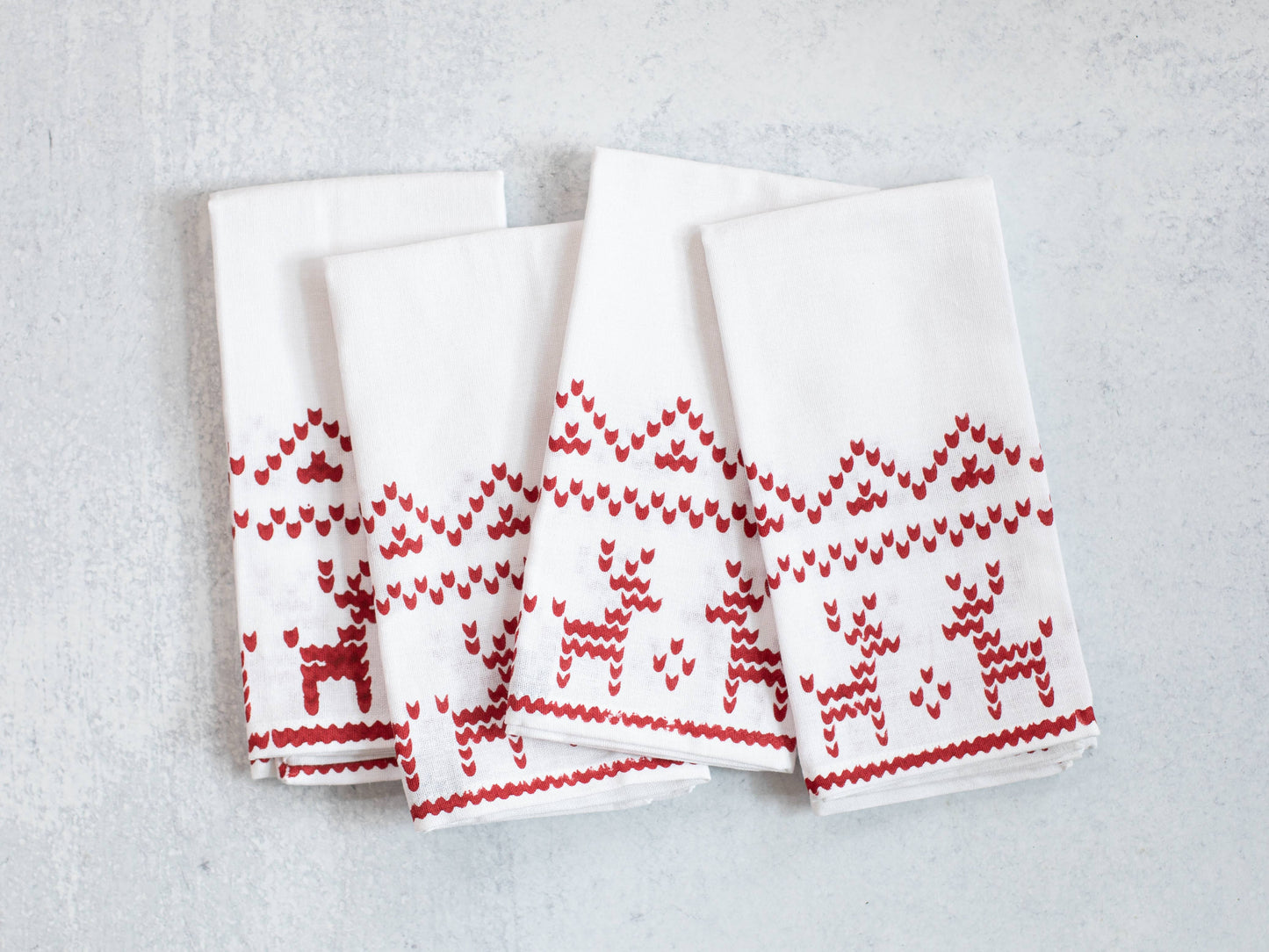Dinner Napkins (set of 4) - Reindeer Sweater, Red