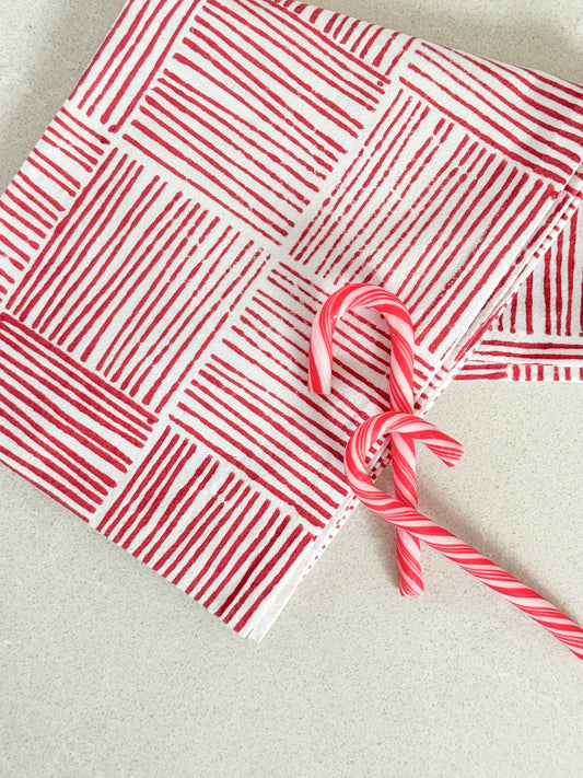 Tea Towel - Striped, Red