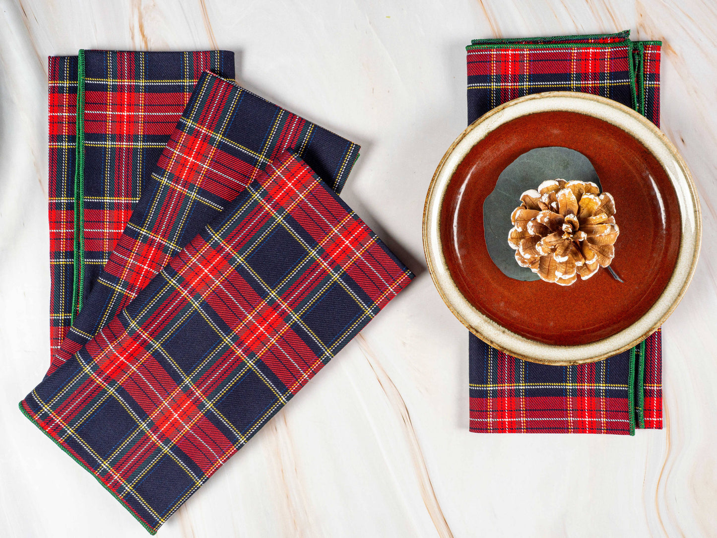 Red Tartan Cloth Napkins, set of four : 10inch cocktail
