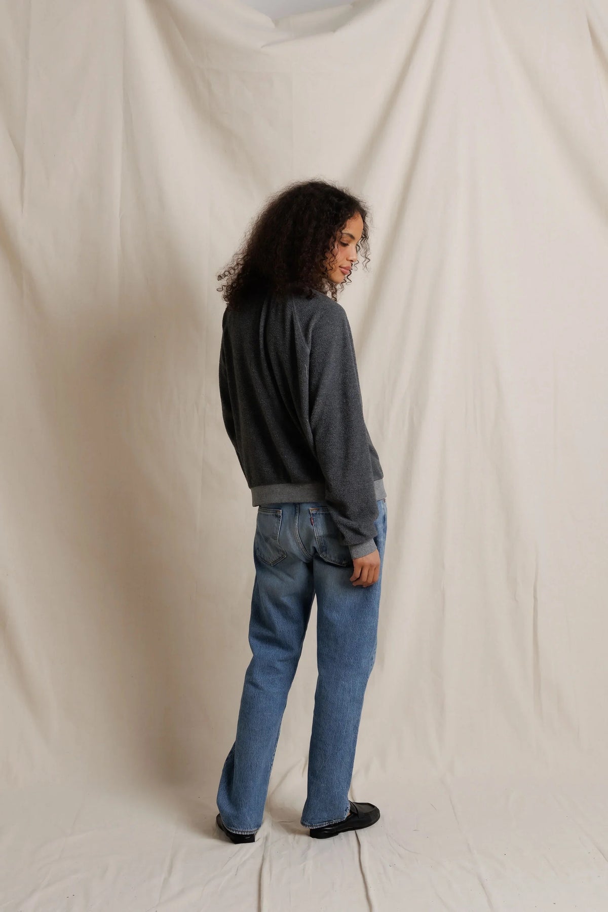 Oversized Ziggy Crewneck Sweater- Dark Heather Grey