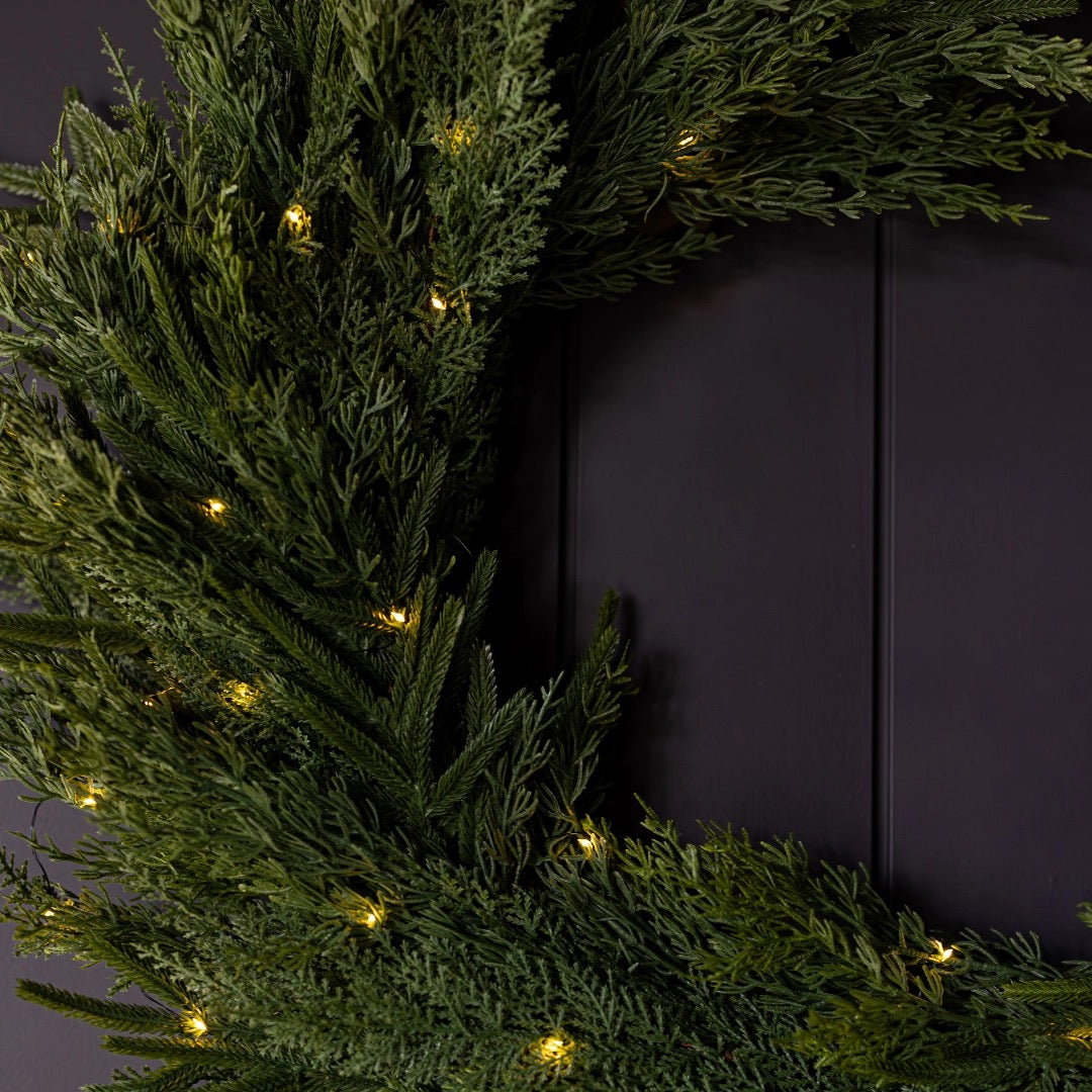 Norfolk & Cypress Mixed Real Touch Wreath LED - 34"