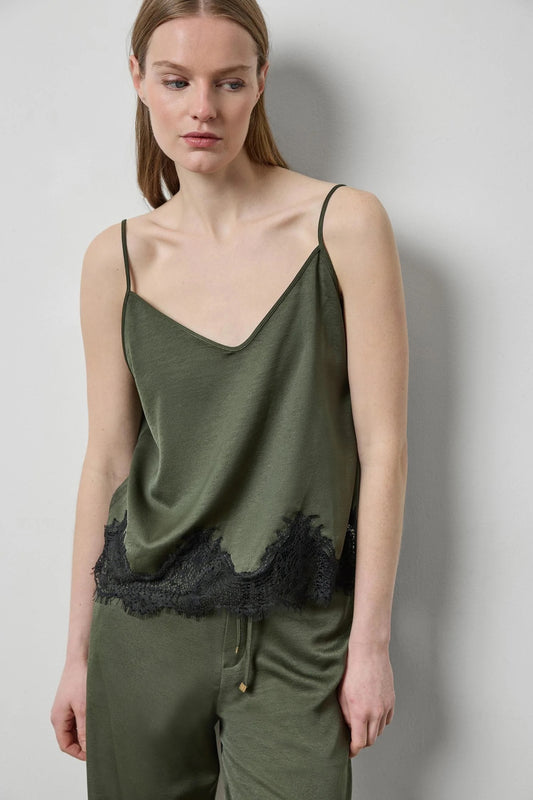 Crepe Satin with Lace Trim Cami