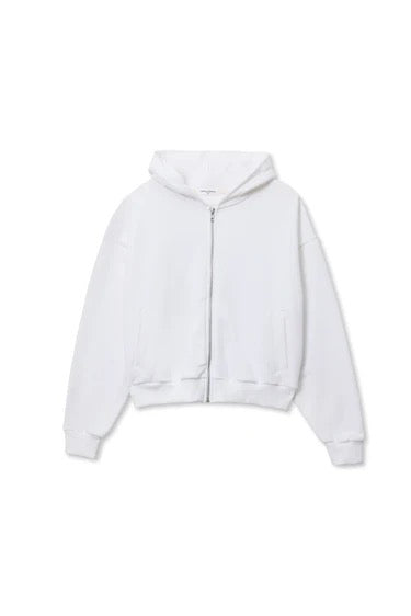 Sean French Terry Cropped Zip Hoodie-White