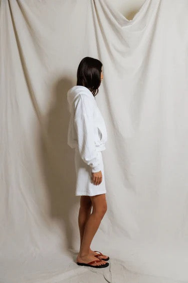 Sean French Terry Cropped Zip Hoodie-White