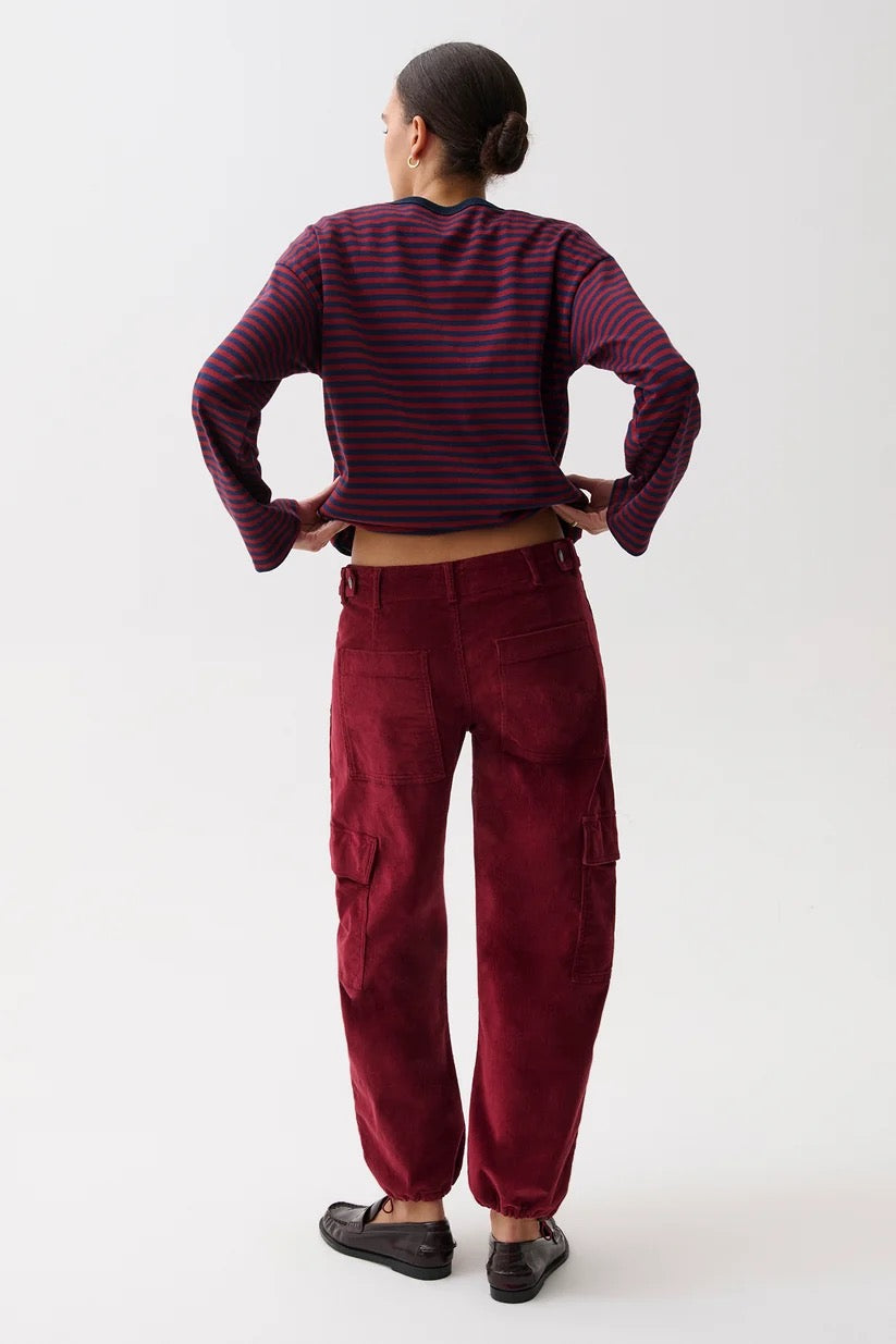 Honor Utility Cord Cargo Pant- Deep Crimson