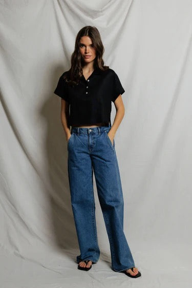 Tabitha Pull Over Cropped Woven Polo