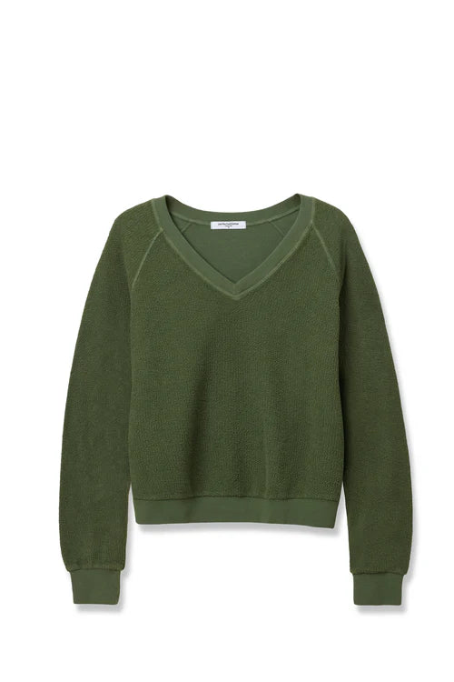 Zuri - Reverse Fleece V Neck Sweatshirt - FERN