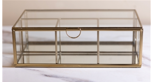 BOX MADE WITH IRON GLASS WITH GOLD -ST - GOLD/CLEAR