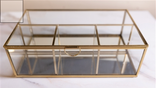 GLASS IRON BOX WITH GOLD -ST - GOLD/CLEAR