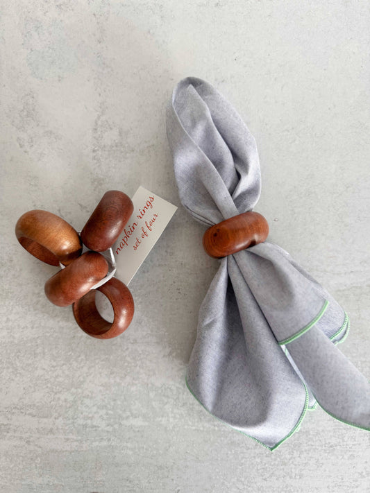 Round Wooden Napkin Rings S/4