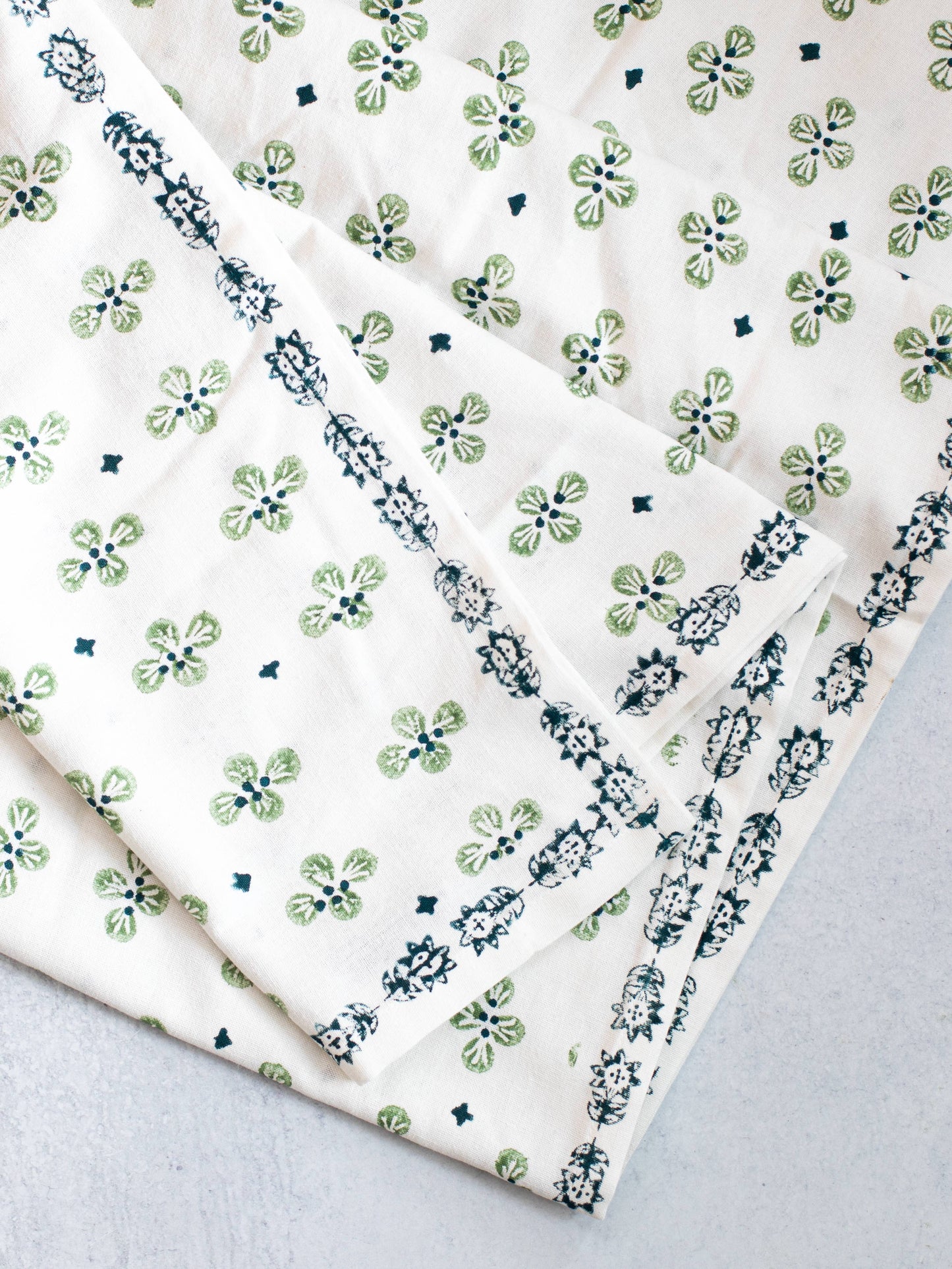 Table Throw (Ivory) - Dogwood Blossom, Sage & Midnight