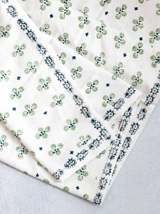 Table Throw (Ivory) - Dogwood Blossom, Sage & Midnight