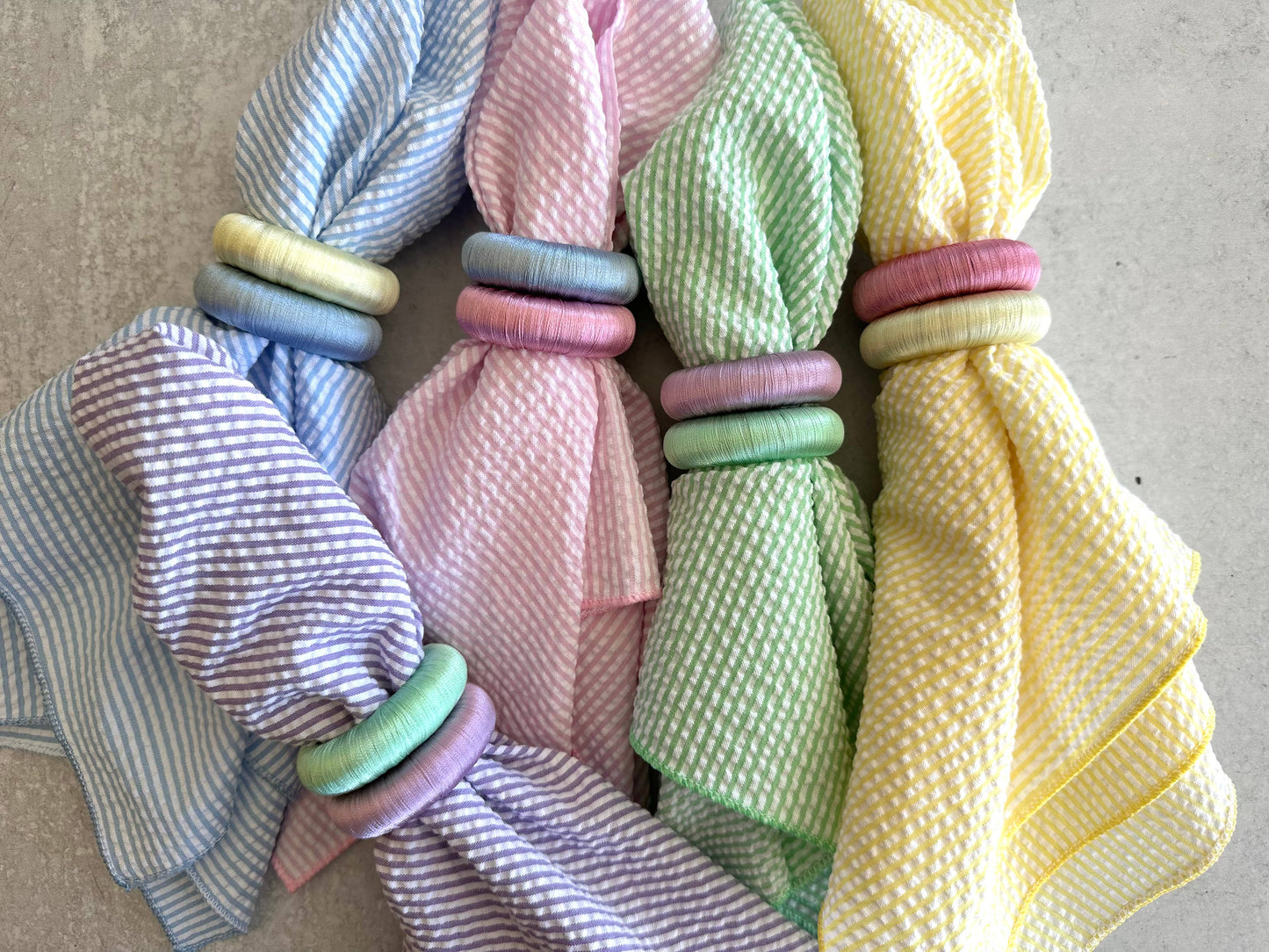 Seersucker Dinner Napkins, set of four: Khaki