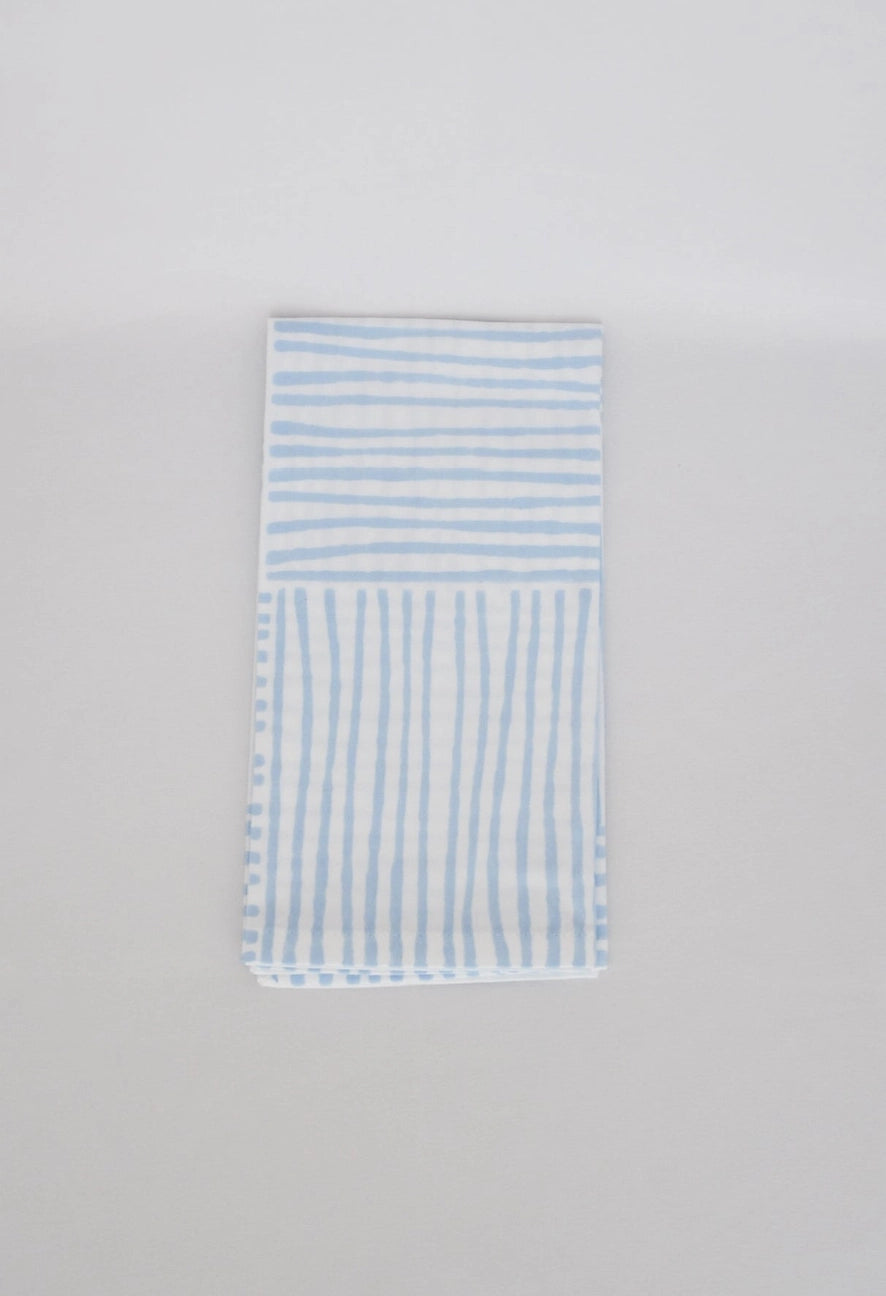 Organic Napkins Striped Blue (set of 4)