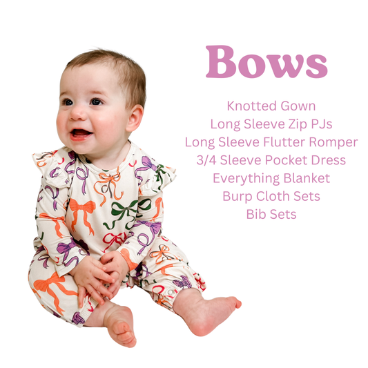 Bows - LS Convertible Zip PJ: 3-6 MONTHS