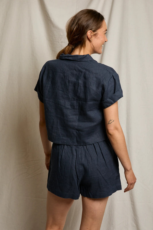 Tabitha Pull Over Cropped Woven Polo