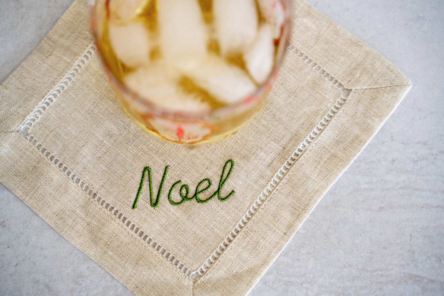 Holiday Word Linen Coasters S/4