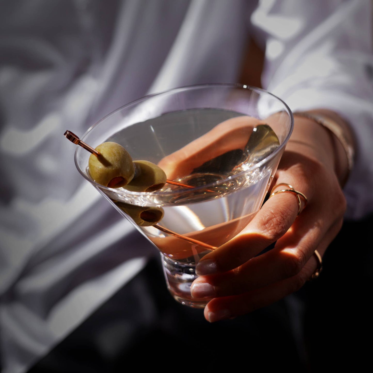 Raye™ HeavyBase Stemless Crystal Martini Glasses Set of 2