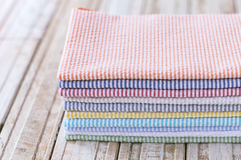 Seersucker Cloth Napkins,  set of eight: 20inch dinner size