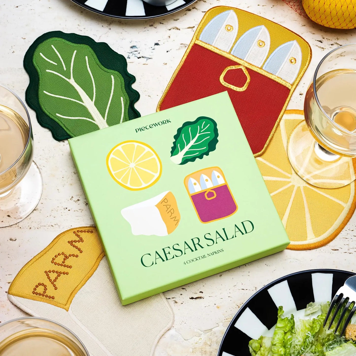 Caesar Salad Cocktail Napkins - Set of 4
