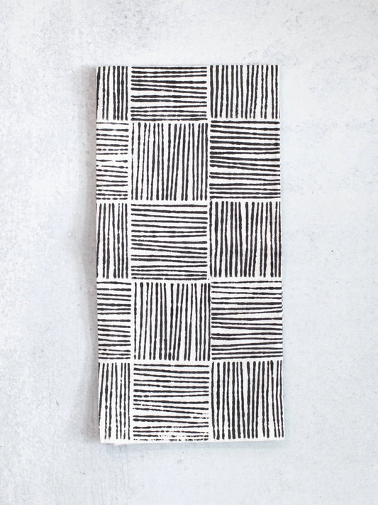 Tea Towel (Ivory) - Striped, Black