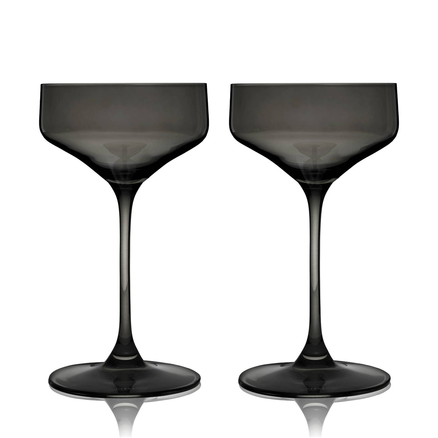 Reserve Nouveau European Crystal Coupes in Smoke Set of 2