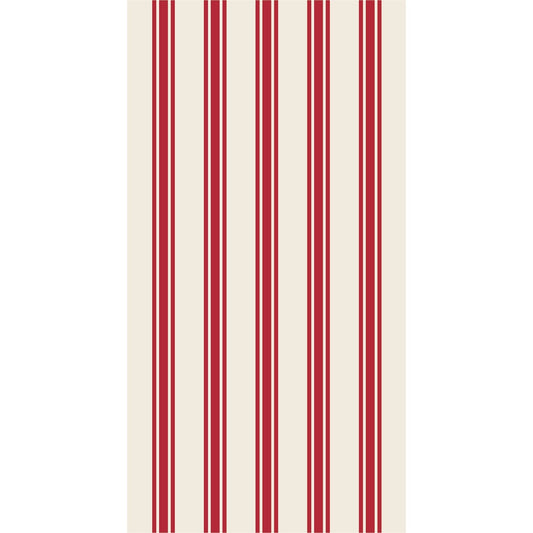 Red Linen Stripe Guest Napkins