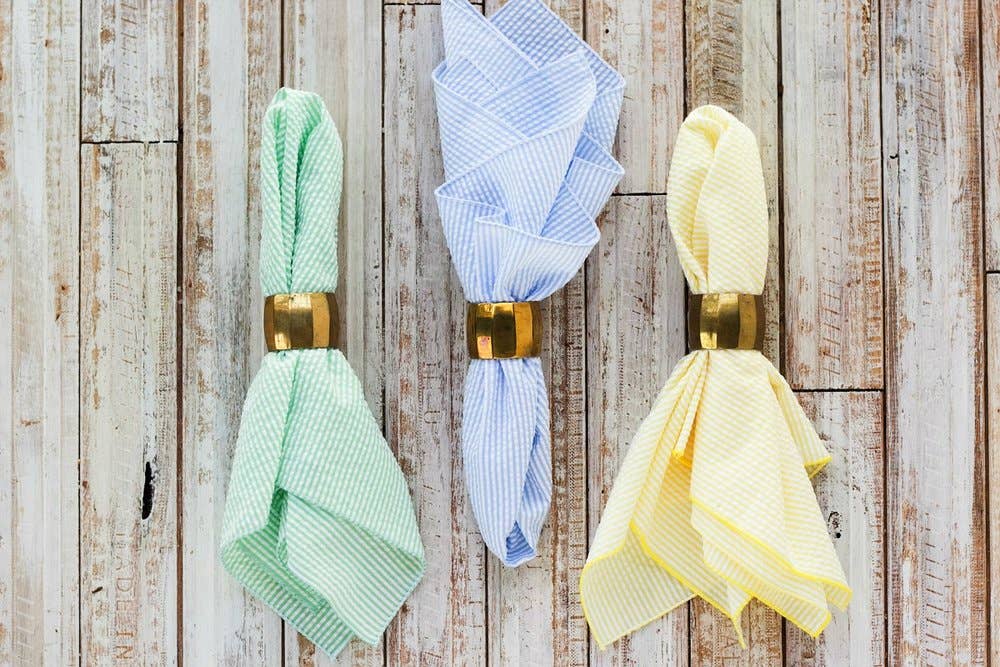 Seersucker Dinner Napkins, set of four: Khaki