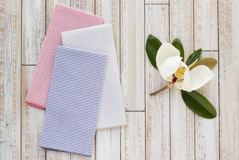 Seersucker Dinner Napkins, set of four: Khaki