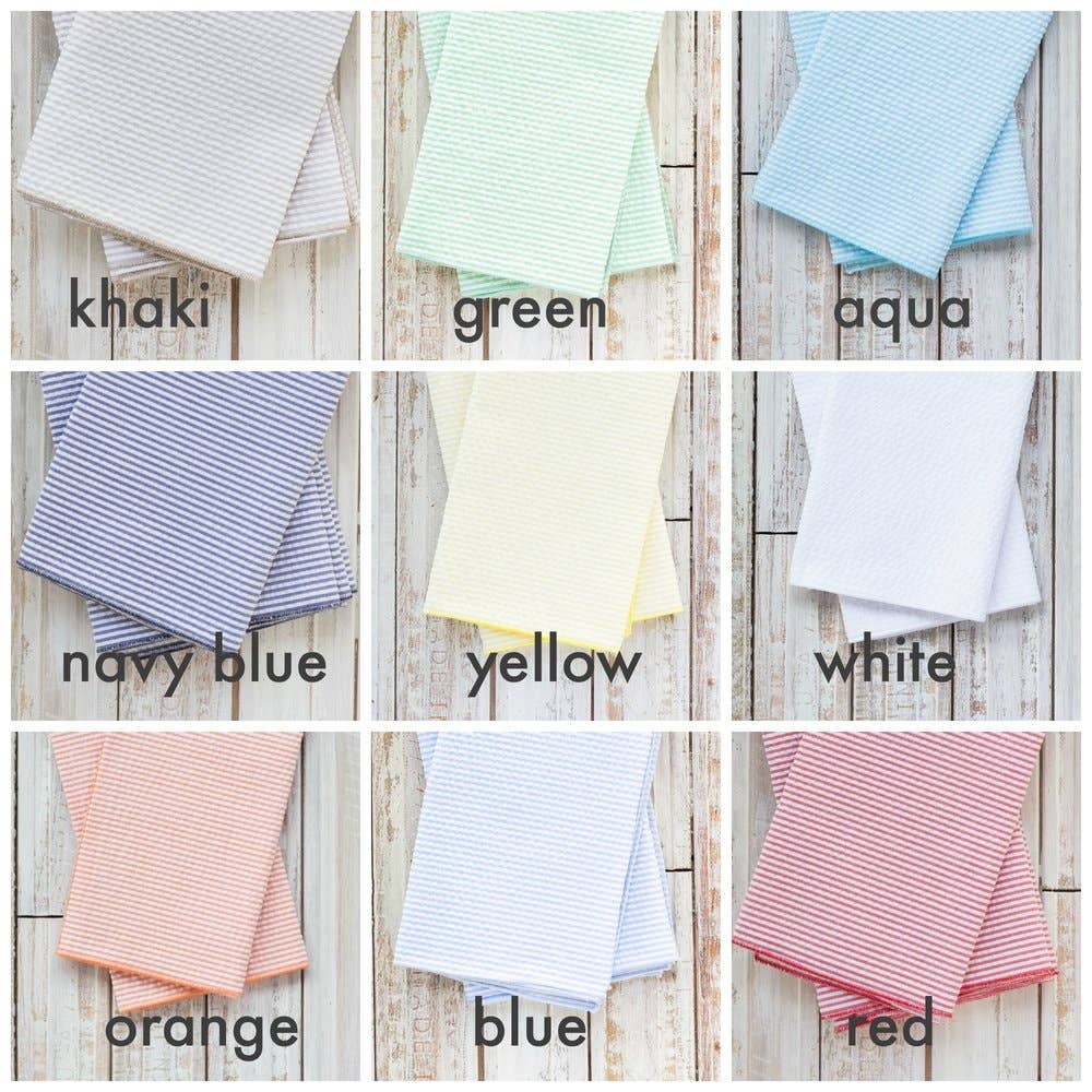 Seersucker Dinner Napkins, set of four: White