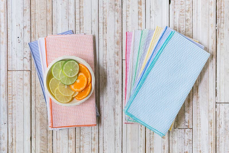 Seersucker Dinner Napkins, set of four: White