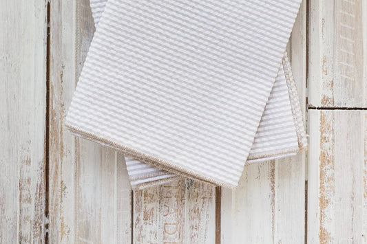 Seersucker Dinner Napkins, set of four: Khaki