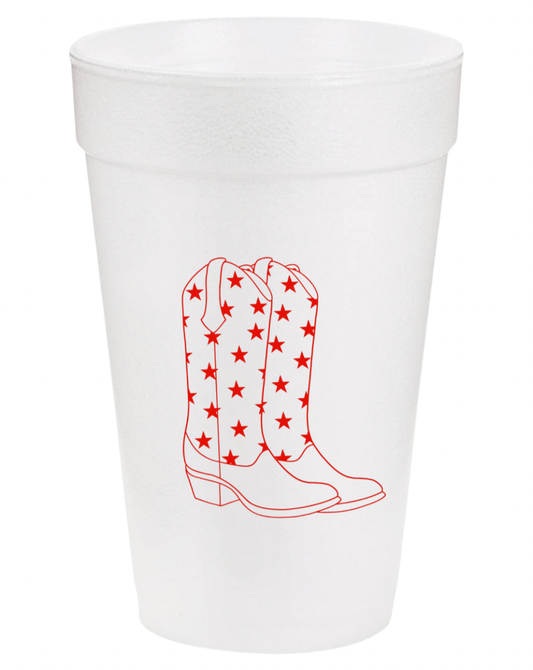 Red Cowgirl Boot Styrofoam Cups