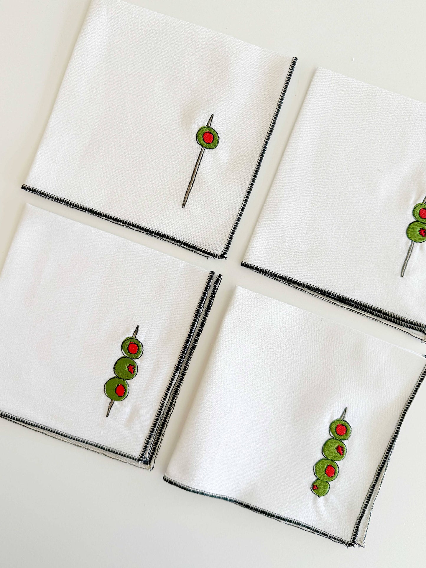 Martini Olive Cocktail Napkins S/4