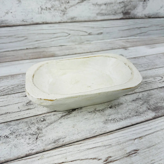Short Skinny Dough Bowl White