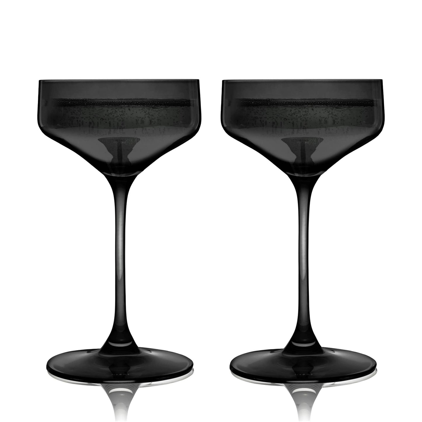 Reserve Nouveau European Crystal Coupes in Smoke Set of 2