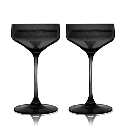 Reserve Nouveau European Crystal Coupes in Smoke Set of 2