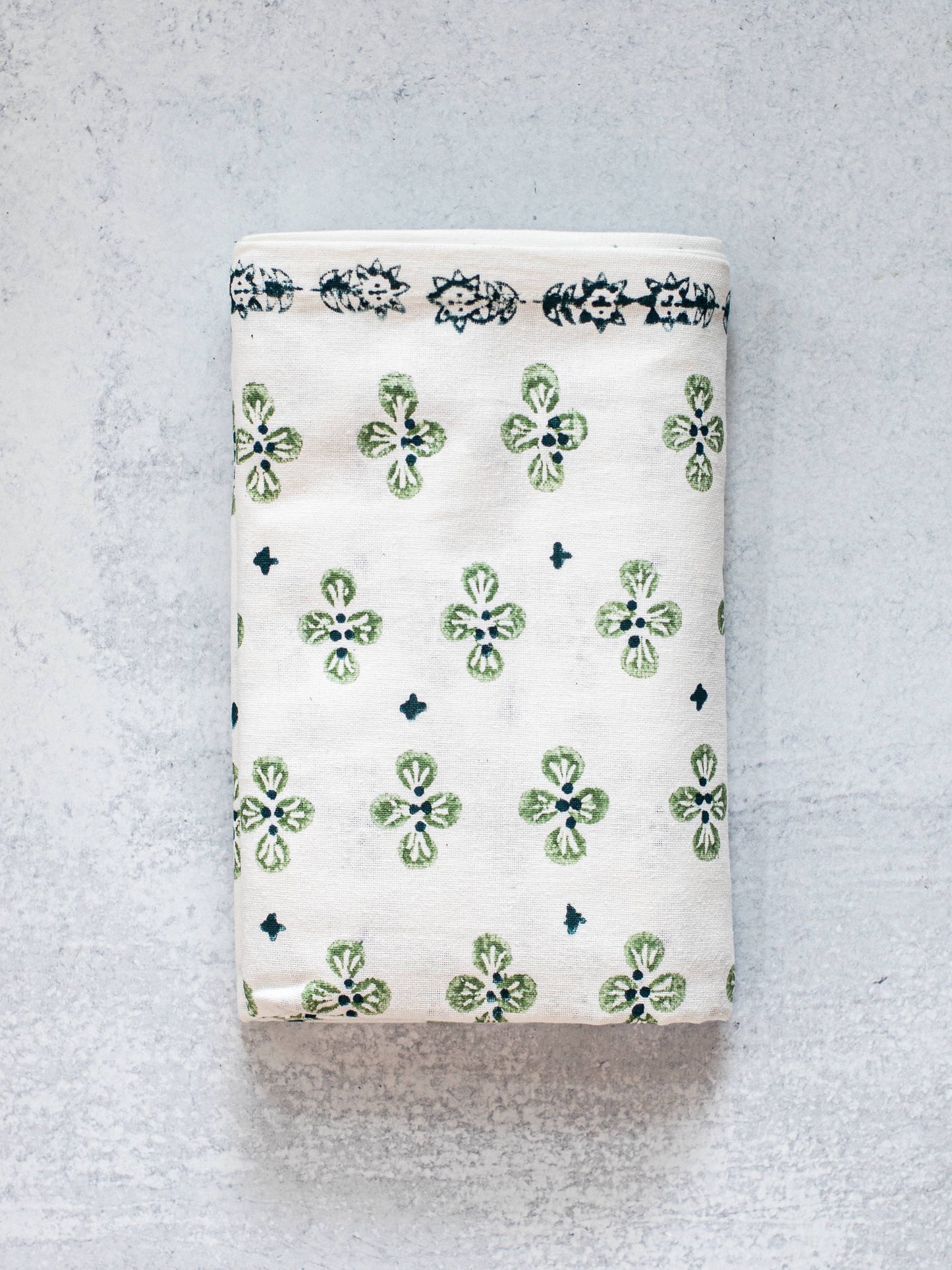 Table Throw (Ivory) - Dogwood Blossom, Sage & Midnight