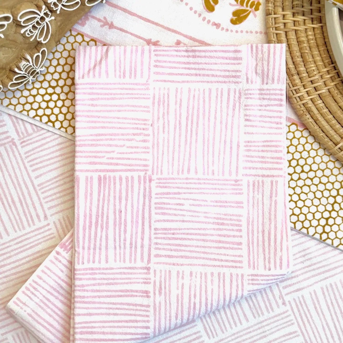 Tea Towel - Striped - Rose