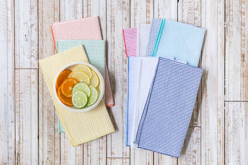 Seersucker Cloth Napkins,  set of eight: 20inch dinner size