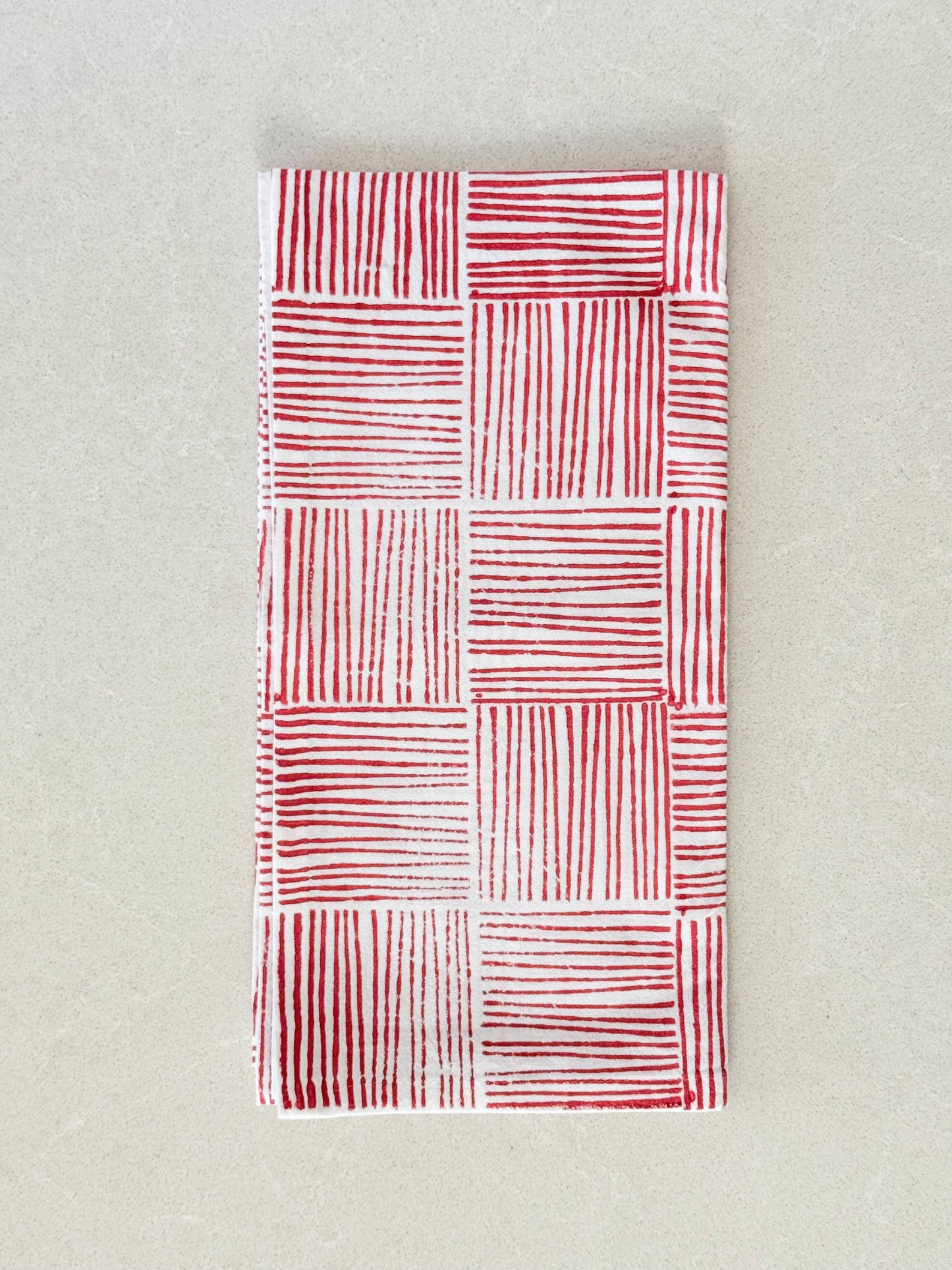 Tea Towel - Striped, Red