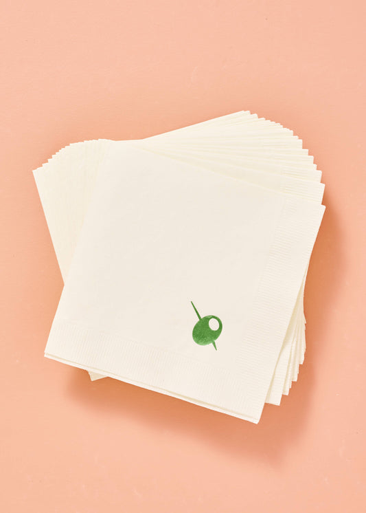 Olive Cocktail Napkins - Set of 20