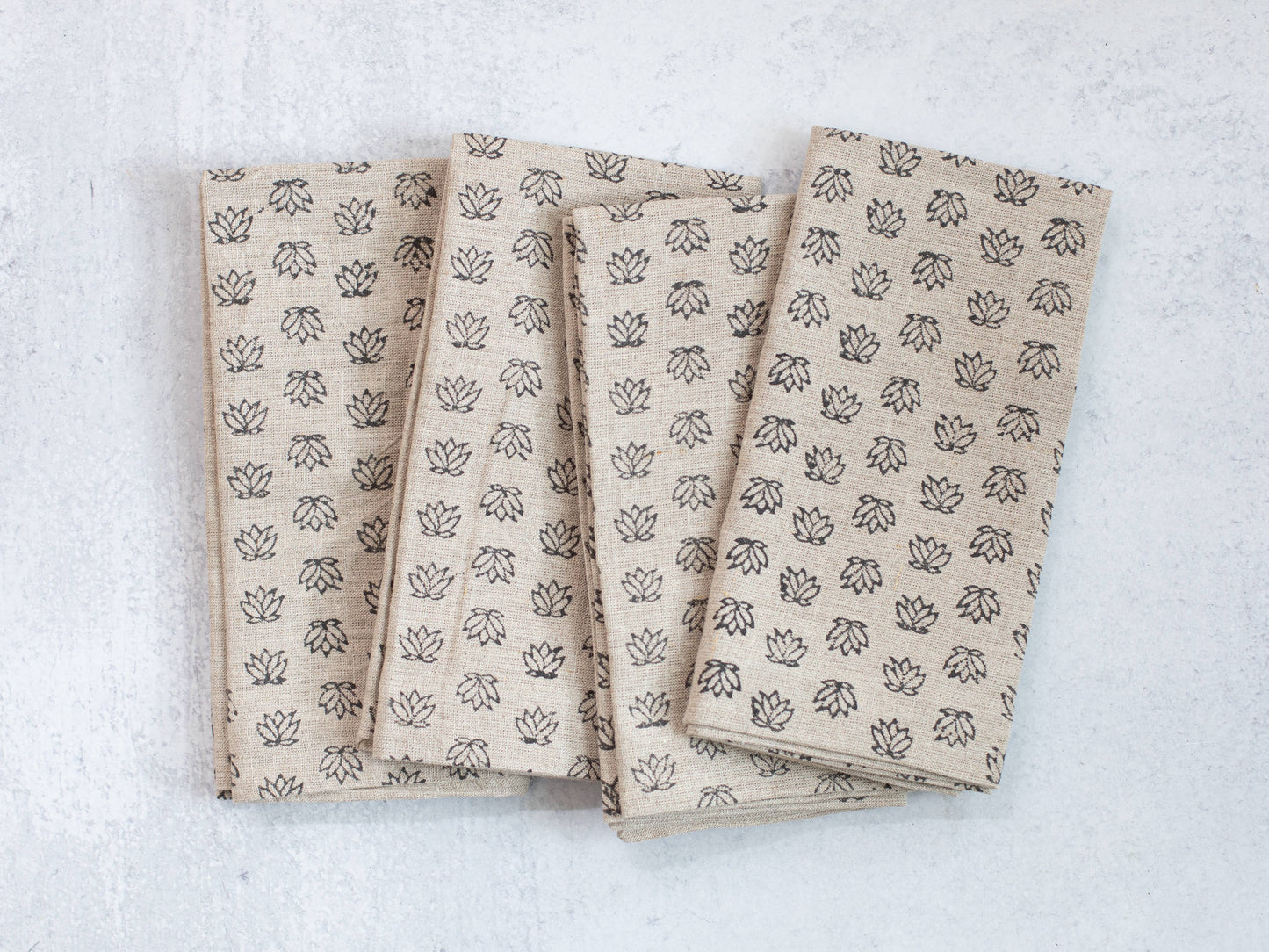 Dinner Napkins (set of 4) - Flax Linen - Baby Lotus, Black