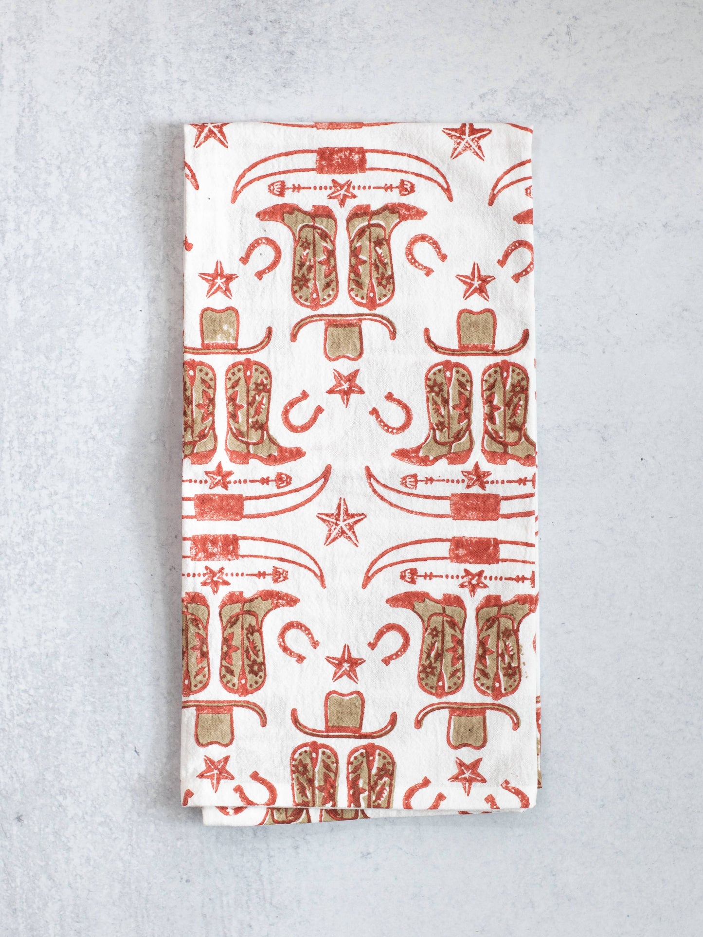 Tea Towel - Cowgirl & Boots, Terracotta & Chai