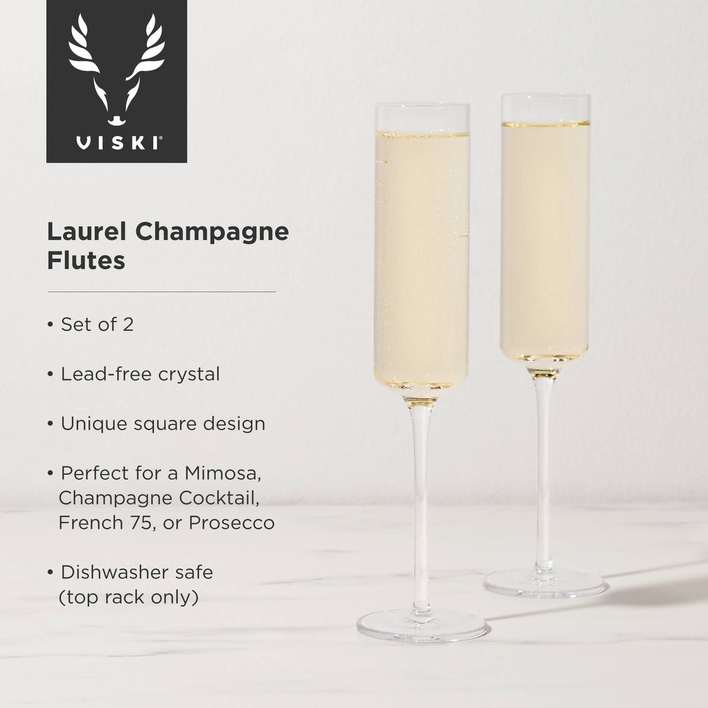 Laurel Crystal Champagne Flutes Set of 2