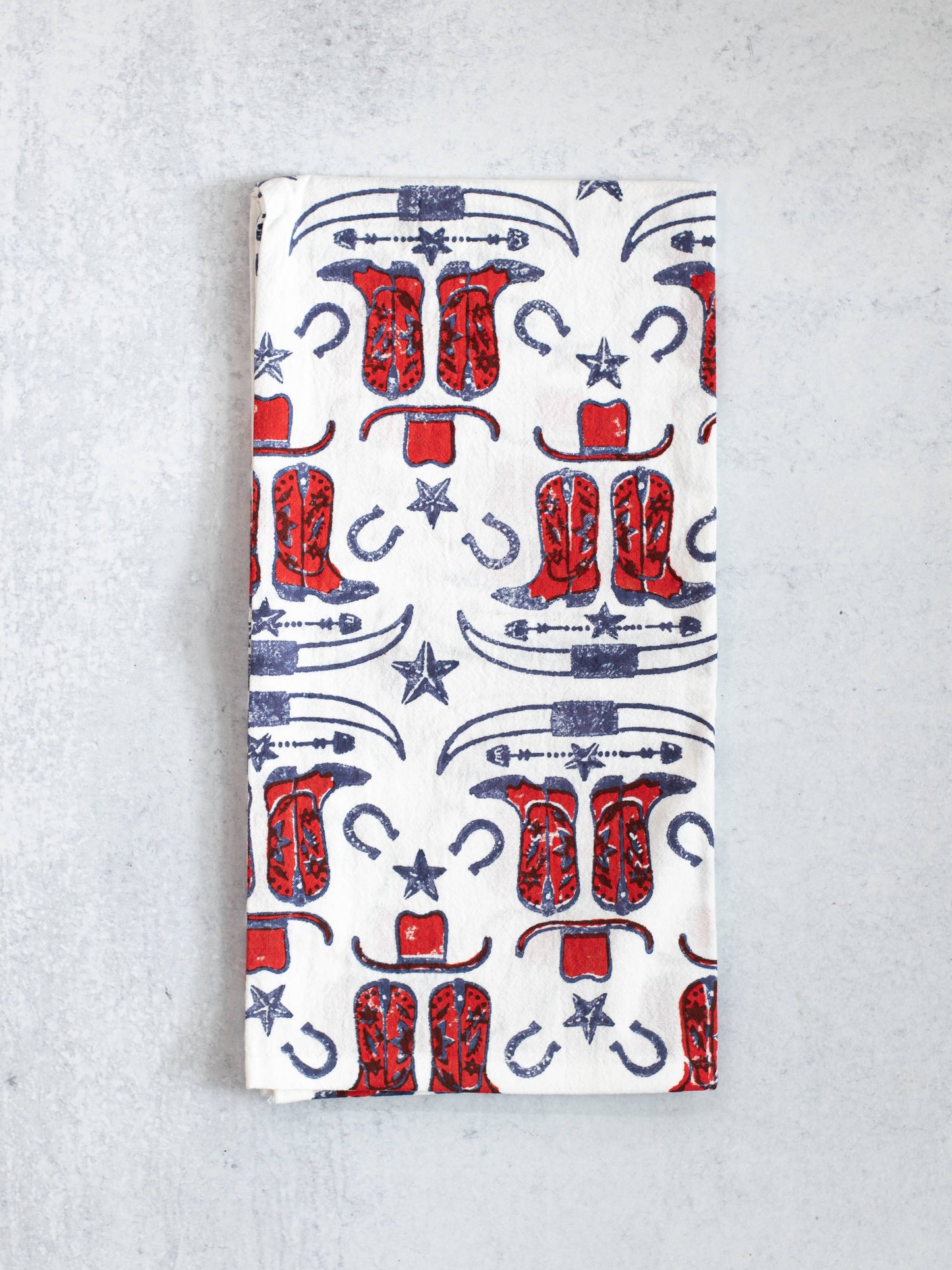 Tea Towel - Cowgirl & Boots, Poppy & Navy