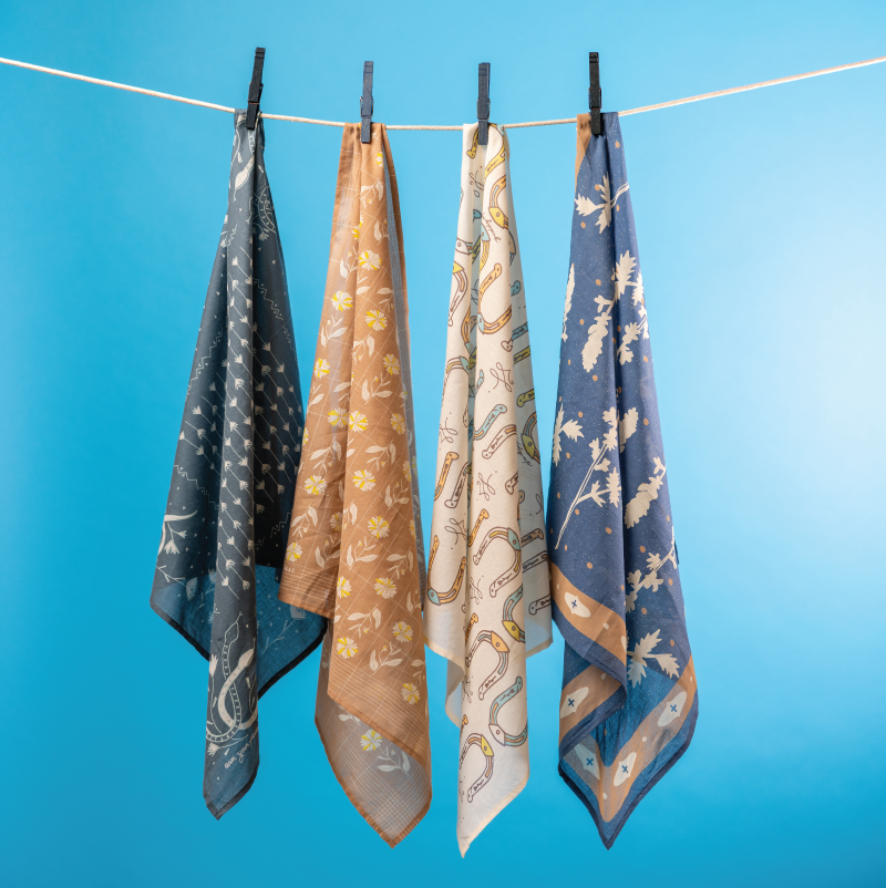 "kickin' up dust" cotton voile bandana - deep end