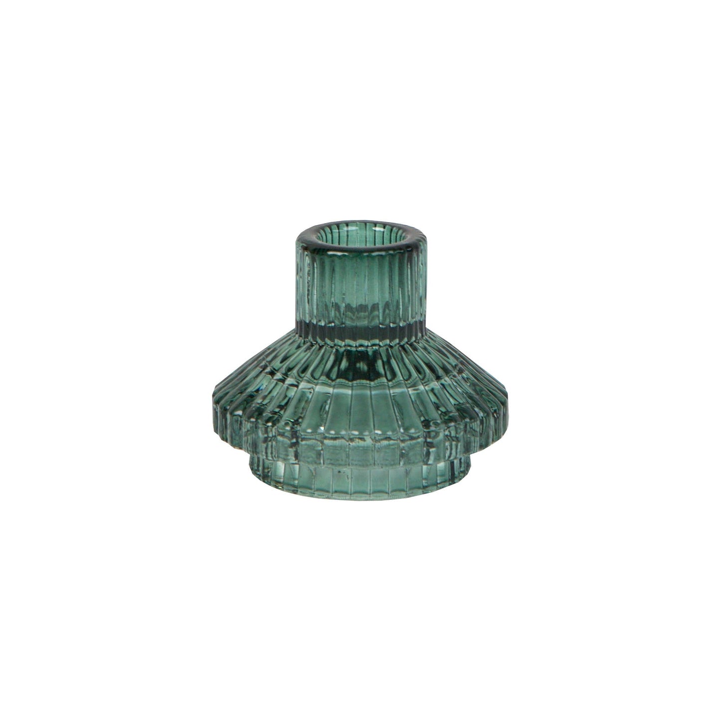 Small Ribbed Glass Candle Holders