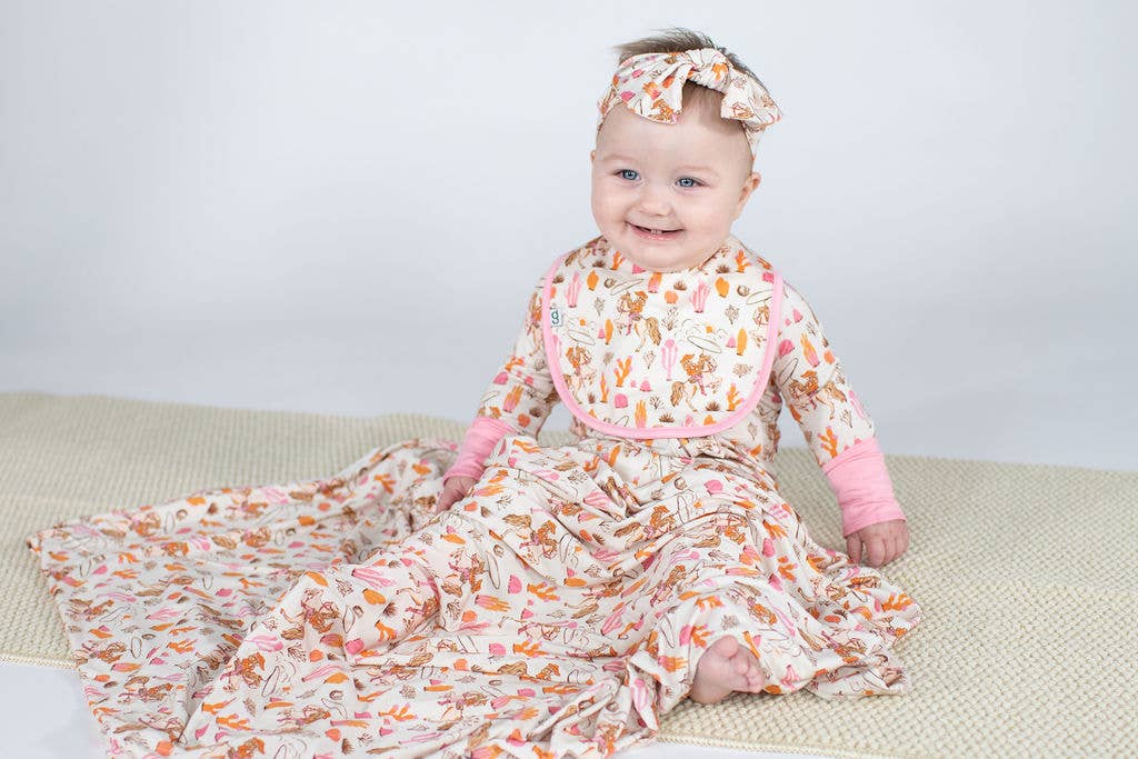 Saddle Up, Cowgirl Toile  - LS Convertible Zip PJs: 6-12 mo