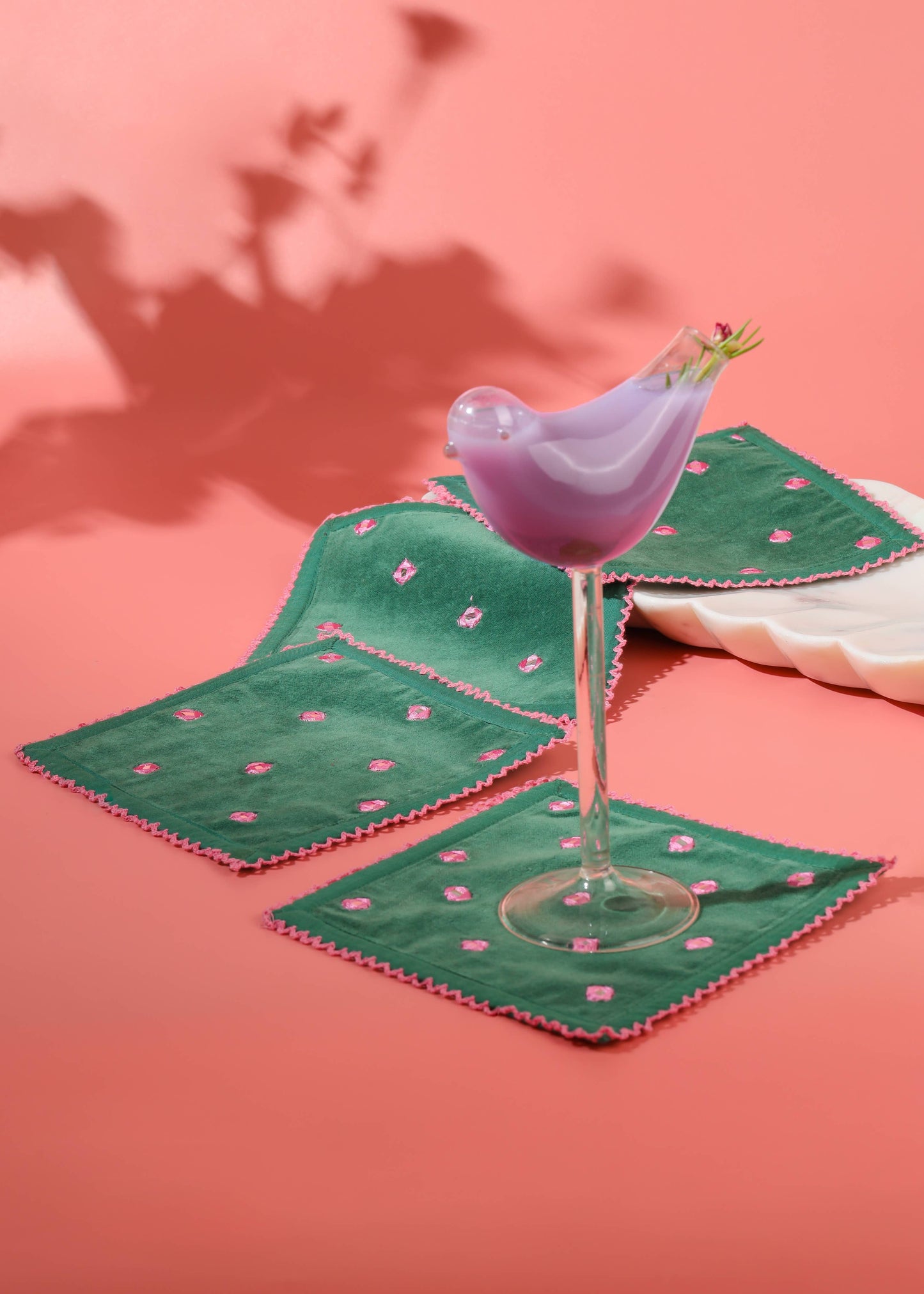 Emerald Blossom Luxury Cocktail Napkins